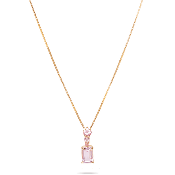 Natural Pink Sapphire Diamond Necklace,Pink Gems Pendant Floral Diamond Jewelry Delicate Dainty Necklace Gift for Women or Her,18k Rose Gold 18K White