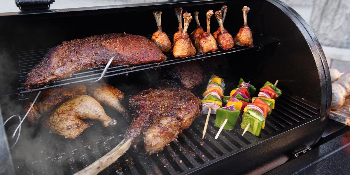 brisket and other large cut smoking on grill