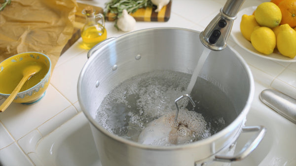 Test how much oil your turkey fryer will need by starting with water.