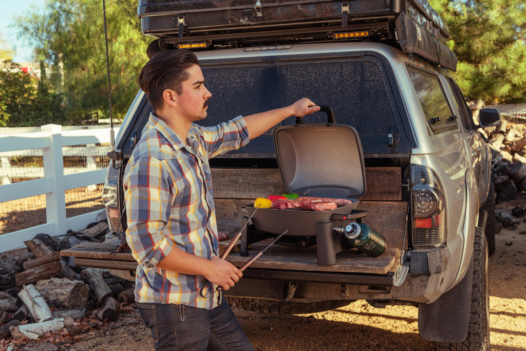 grill off the grid with the portable fortress tabletop grill