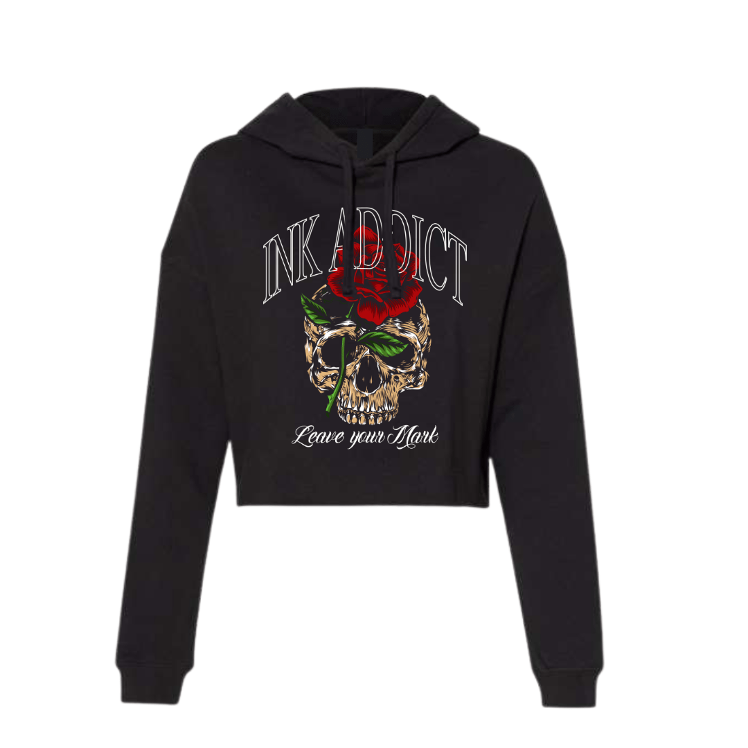 Image of Skull Rose Women's Cropped Hoodie