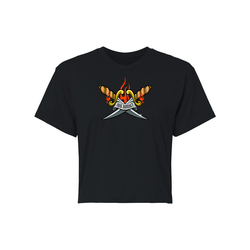 Flaming Daggers Crop Tee