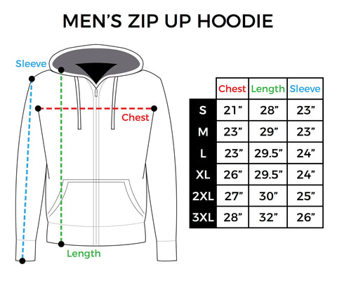 Size Chart Mens Zip Hoodie