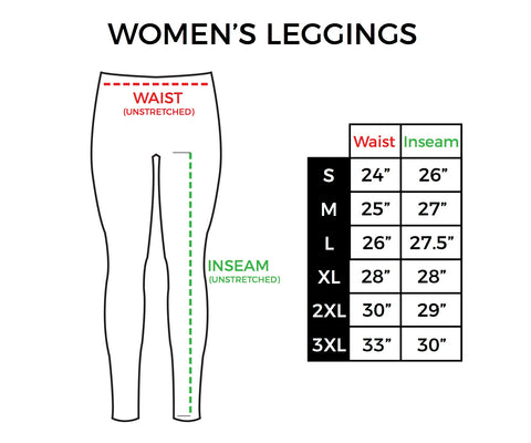 Size Chart Womens Leggings