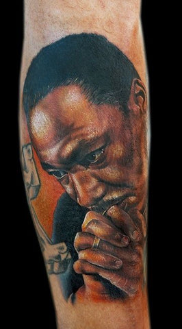 Cool portrait of Dr King based off of his mugshot InkedMagazine mugshot  MLK tattoo tribute  Tribute tattoos King tattoos Mens lion tattoo