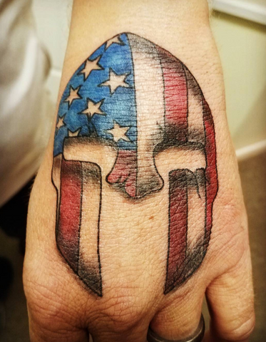 spartan helmet american flag tattoo
