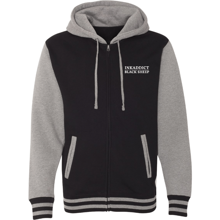 Black Sheep Unisex Black/Gunmetal Varsity Zip