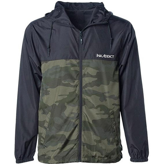 Image of InkAddict Lightweight Black/Camo Windbreaker Jacket