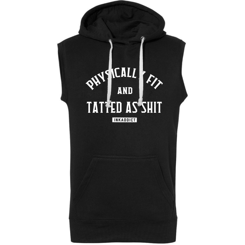Image of Physically Fit Men's Black Sleeveless Hoodie