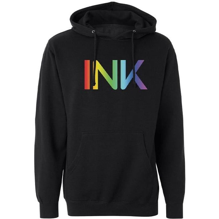 Image of INK Rainbow Men's Black Midweight Pullover Hoodie