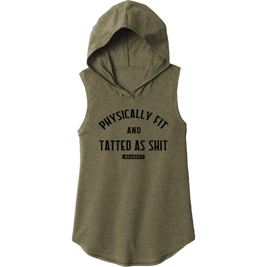 Physically Fit Women's Military Green Sleeveless Hooded Tank