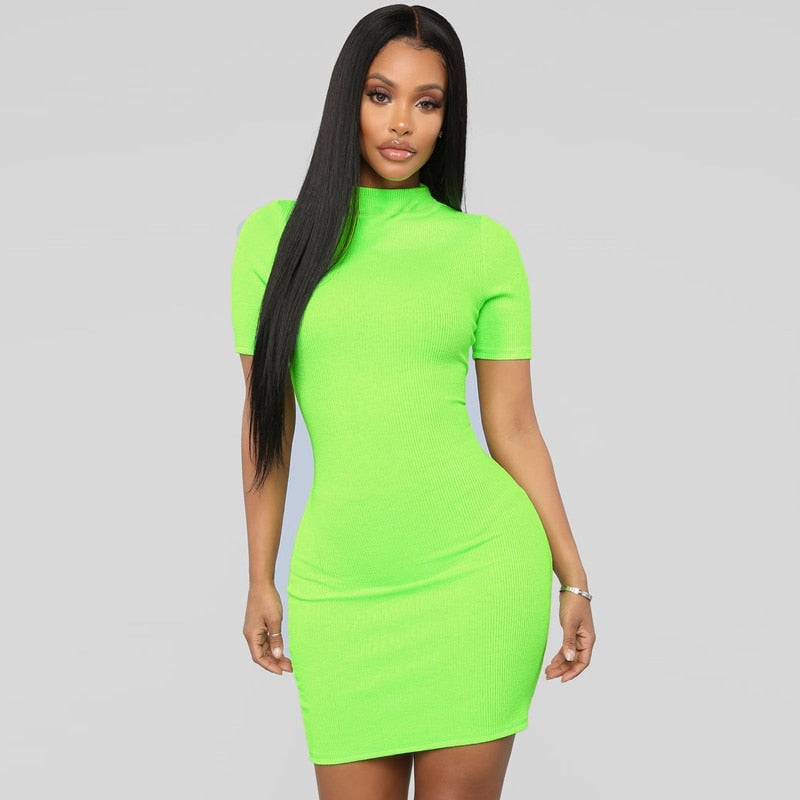 neon lime green bodycon dress