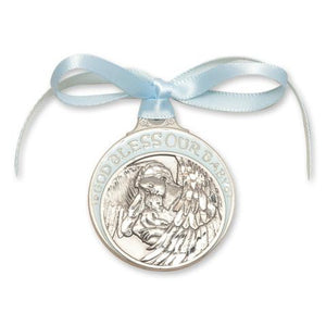 Blue Pewter Guardian Angel Crib Medal The Catholic Gift Store