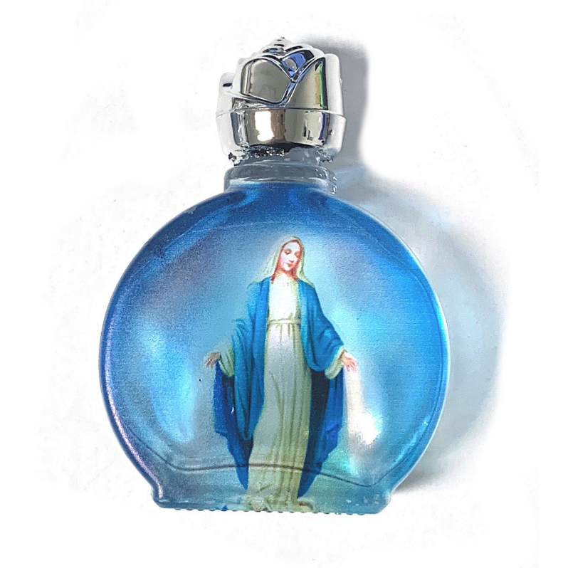 Blue Stained Glass Our Lady of Grace Holy Water Bottle – The Catholic ...