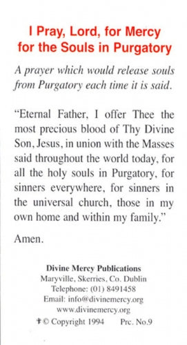 Prayer for the Souls in Purgatory Prayercard – The Catholic Gift Store