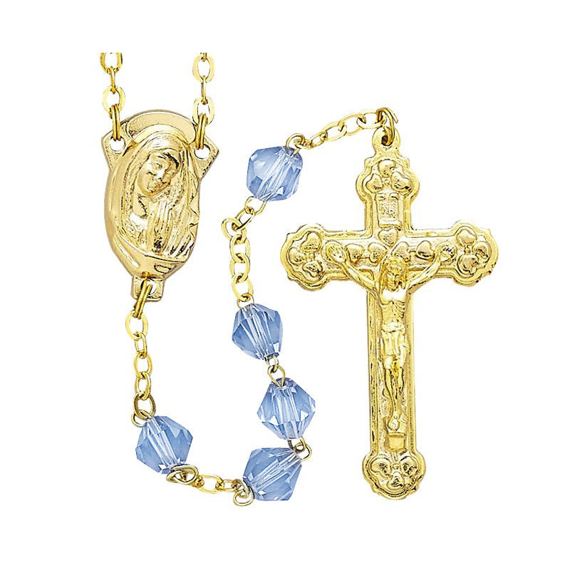 Blue Tin-Cut Crystal Rosary – The Catholic Gift Store