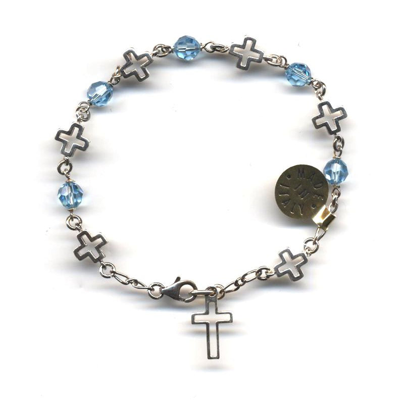 Light Blue Swarovski Crystal Rosary Bracelet – The Catholic Gift Store