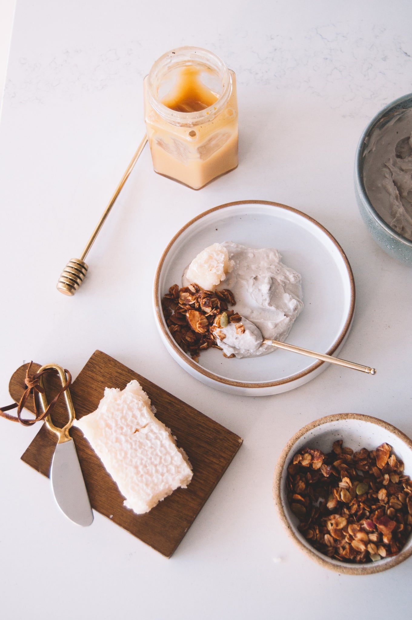 how to make coconut yogurt | dairy free | gluten free granola, local honey from new york with bumble & butter jamie kim