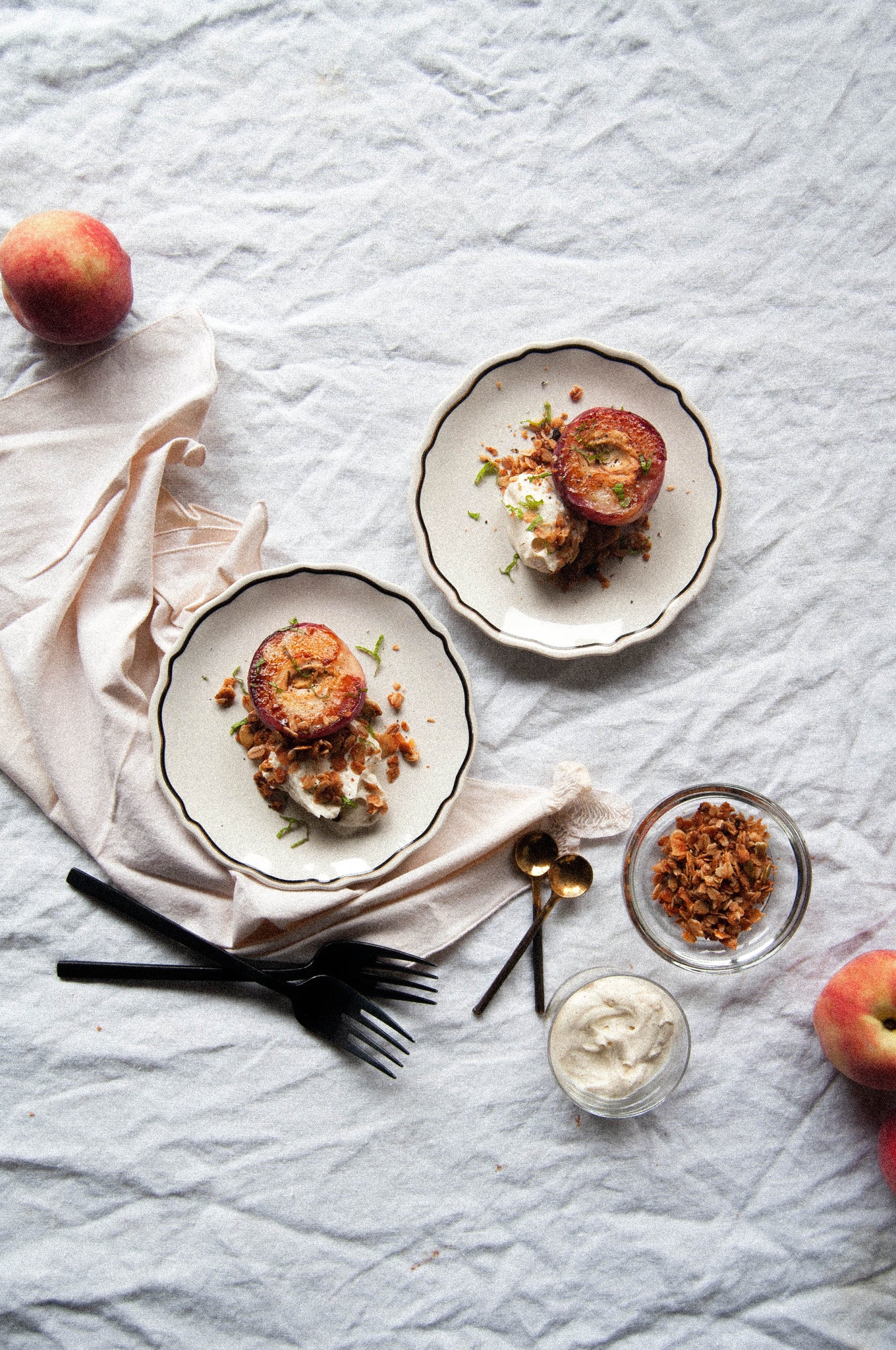 Grilled Peaches with Rosemary Granola from Jamie's Farm