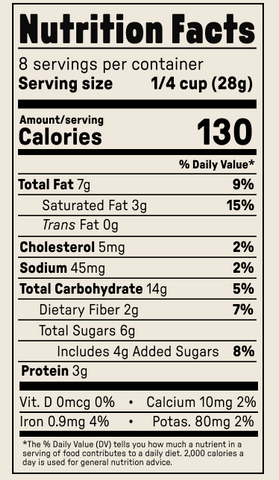 Jamie's Farm Vanilla Bean Ghee Granola with Sour Cherries - Nutrition Facts