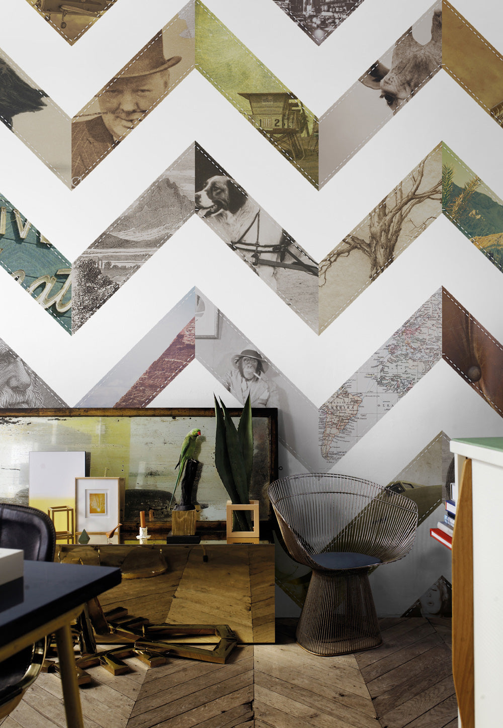 chevron collage wallpaper mural