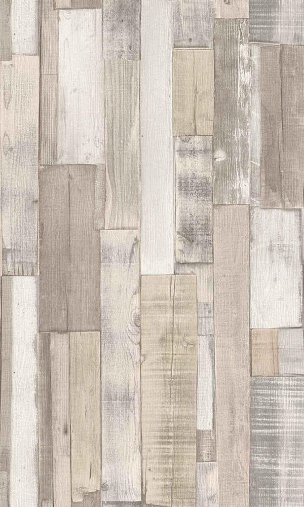 Cream Patchwork Faux Wood Wallpaper R6158 – Walls Republic US