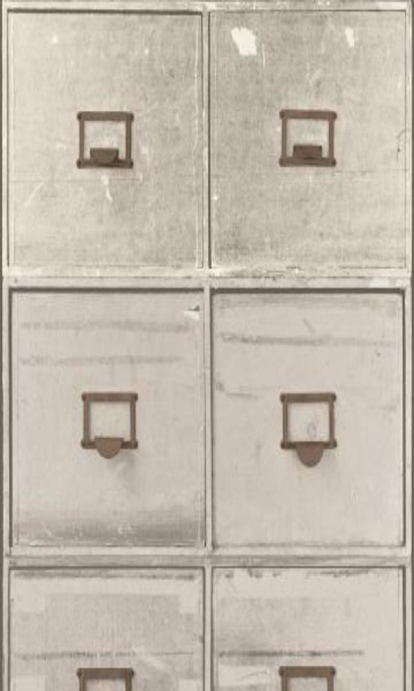 Contemporary Vintage Industrial Faux Grey File Cabinet Wallpaper