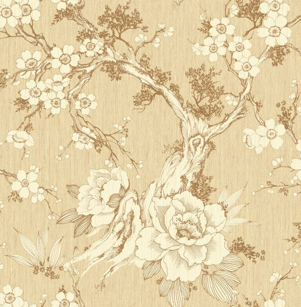 Brown Wooden Vintage Floral Print R5061 | Floral Wallpaper – Walls