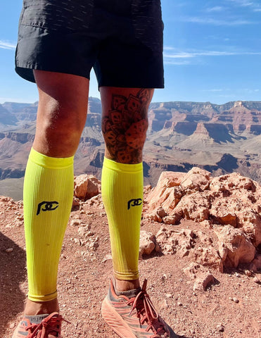 Neon Yellow Calf Compression Sleeves at The Grand Canyon