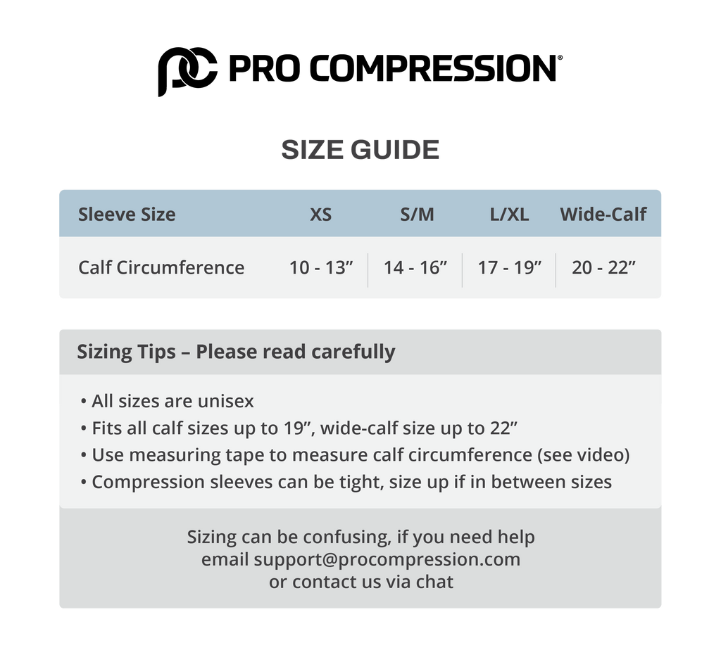 Compression Calf Sleeve Size Chart