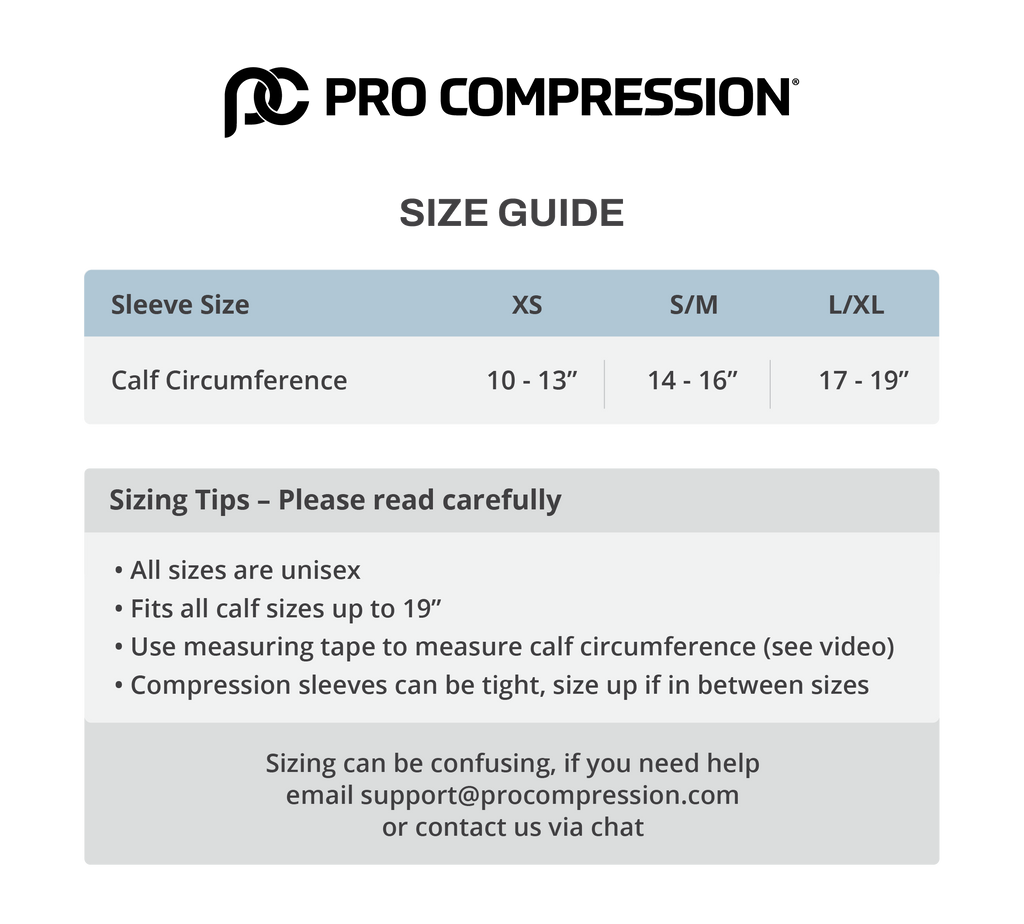 Compression Calf Sleeve Size Chart