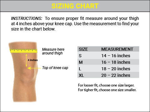 PRO Compression Knee Sleeves Sizing Chart