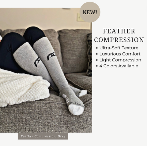 Grey Feather Compression Socks for Traveling