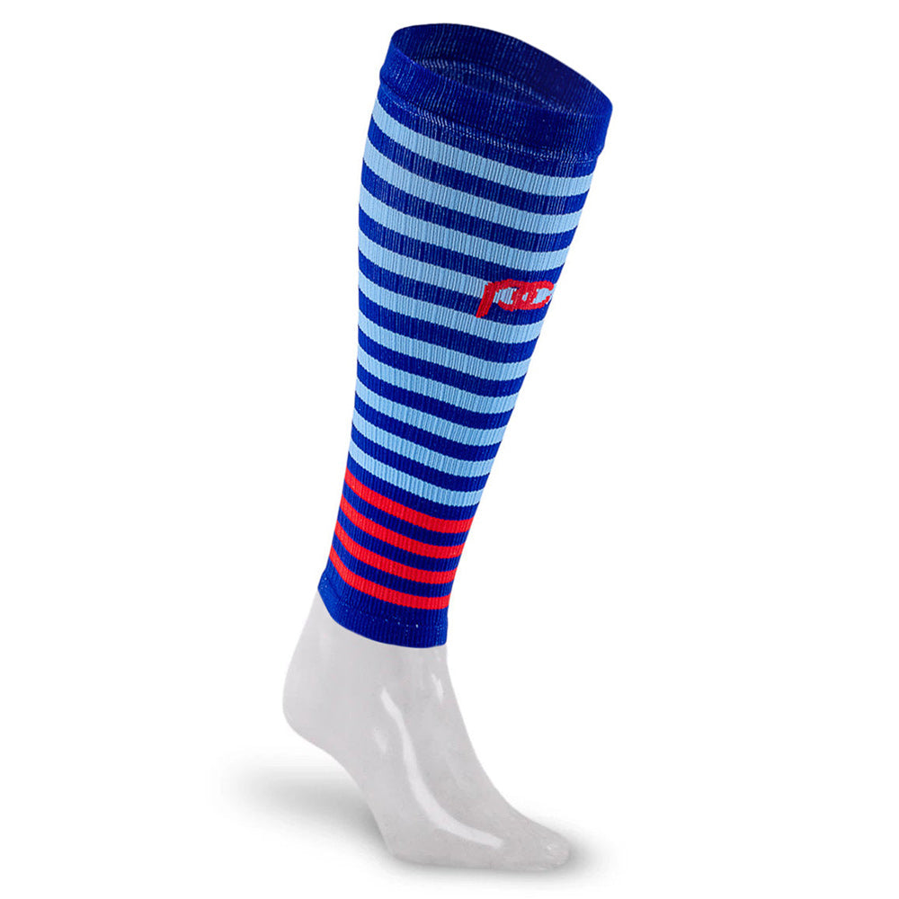 Striped Compression Calf Sleeves - Blue & Red –