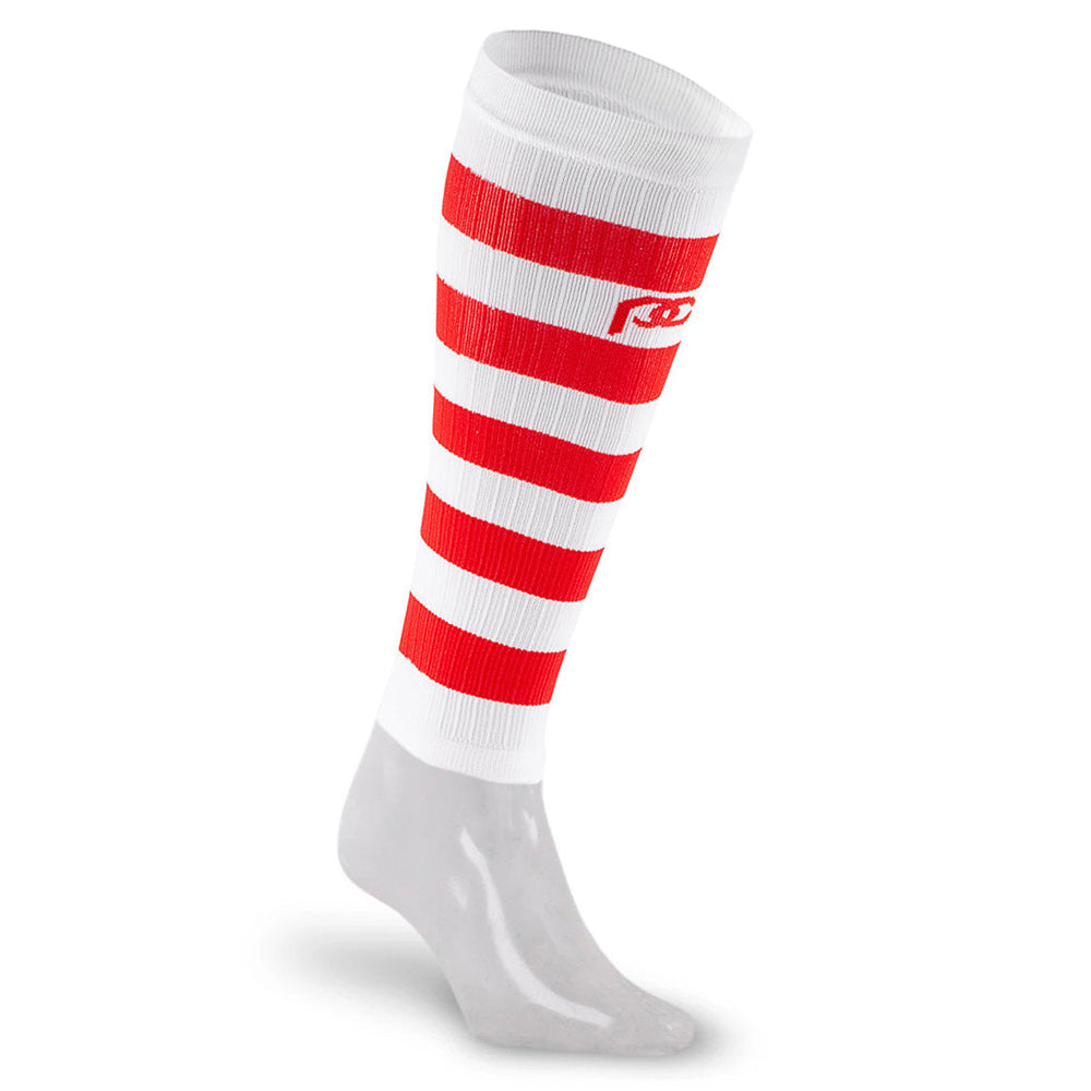 Red & White Striped Calf Compression Sleeves –