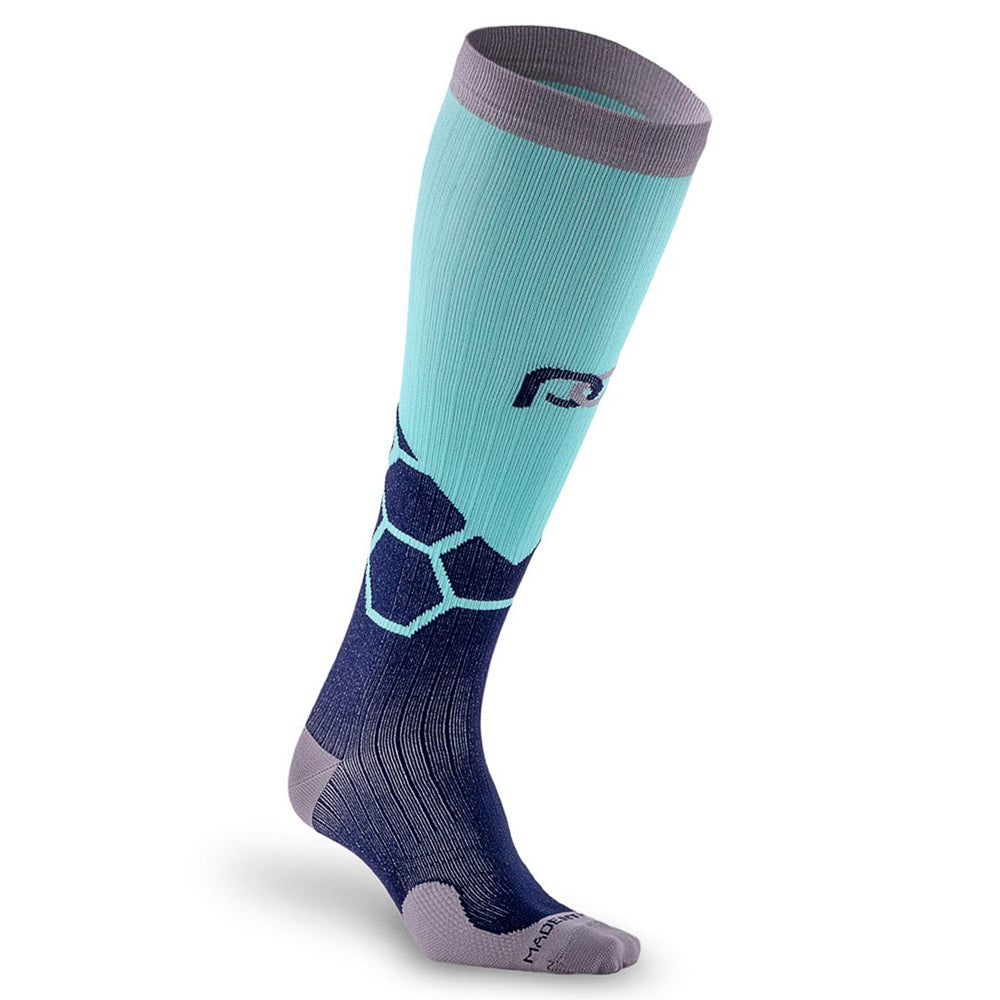 Knee High Compression Socks - Navy & Mint Boom – procompression.com