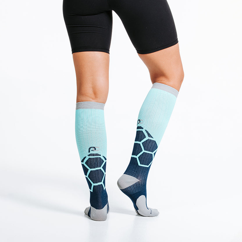 Knee High Compression Socks - Navy & Mint Boom – procompression.com
