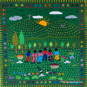 Mayan Embroidered Folk Art Tapestry 20-B:  "Agradeciminto a la Madre Tierra" (Gratitude to Mother Earth)