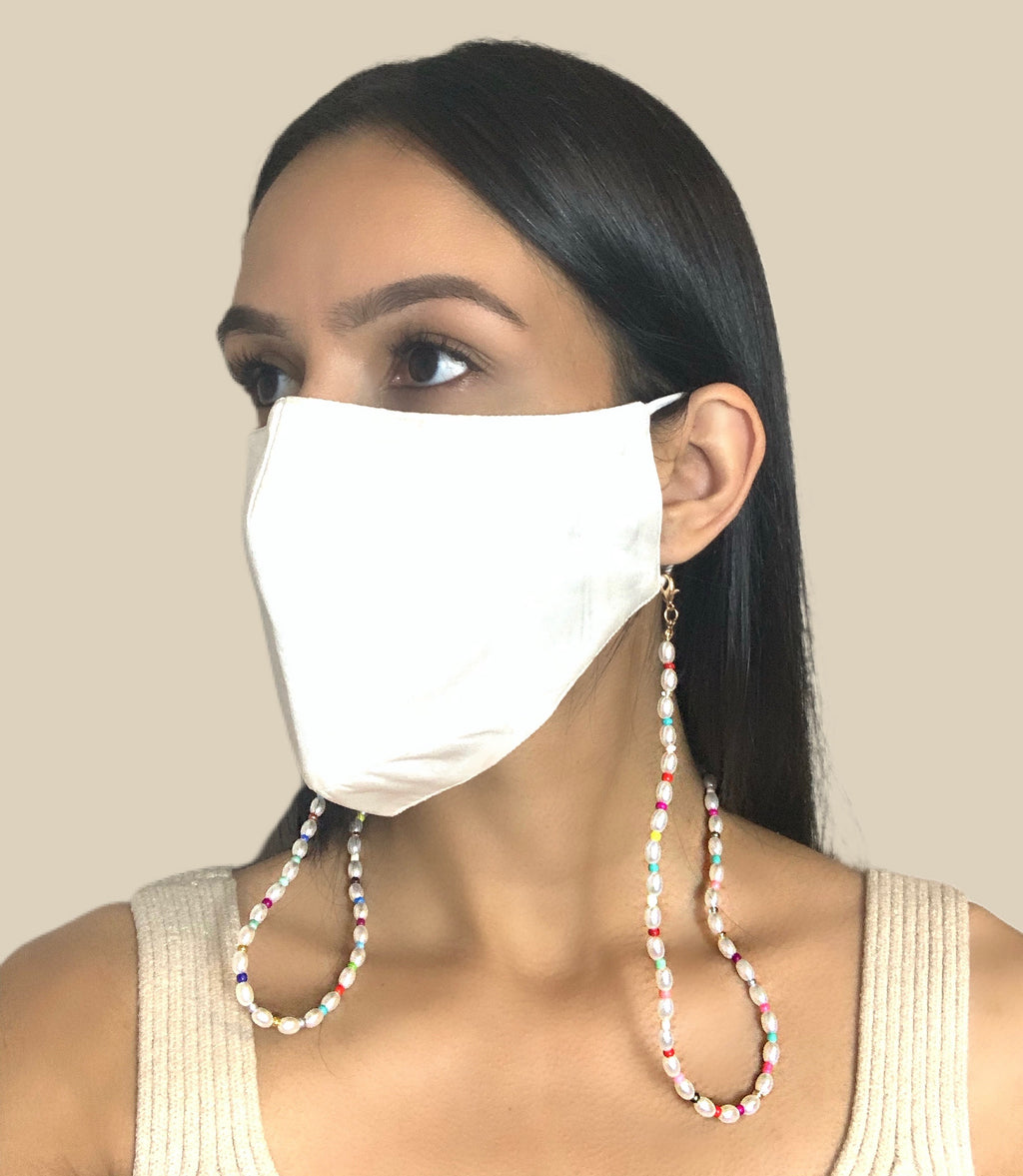 BUNDLE Silk Face Mask & Rainbow Pearl Chain – EK The Label