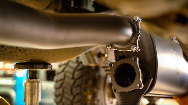 Redback Muffler and Exhaust being fitted to 4wd