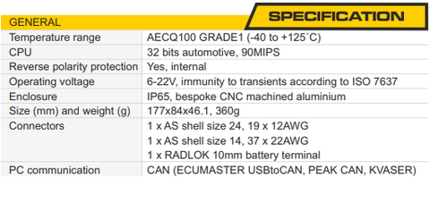 general specifications