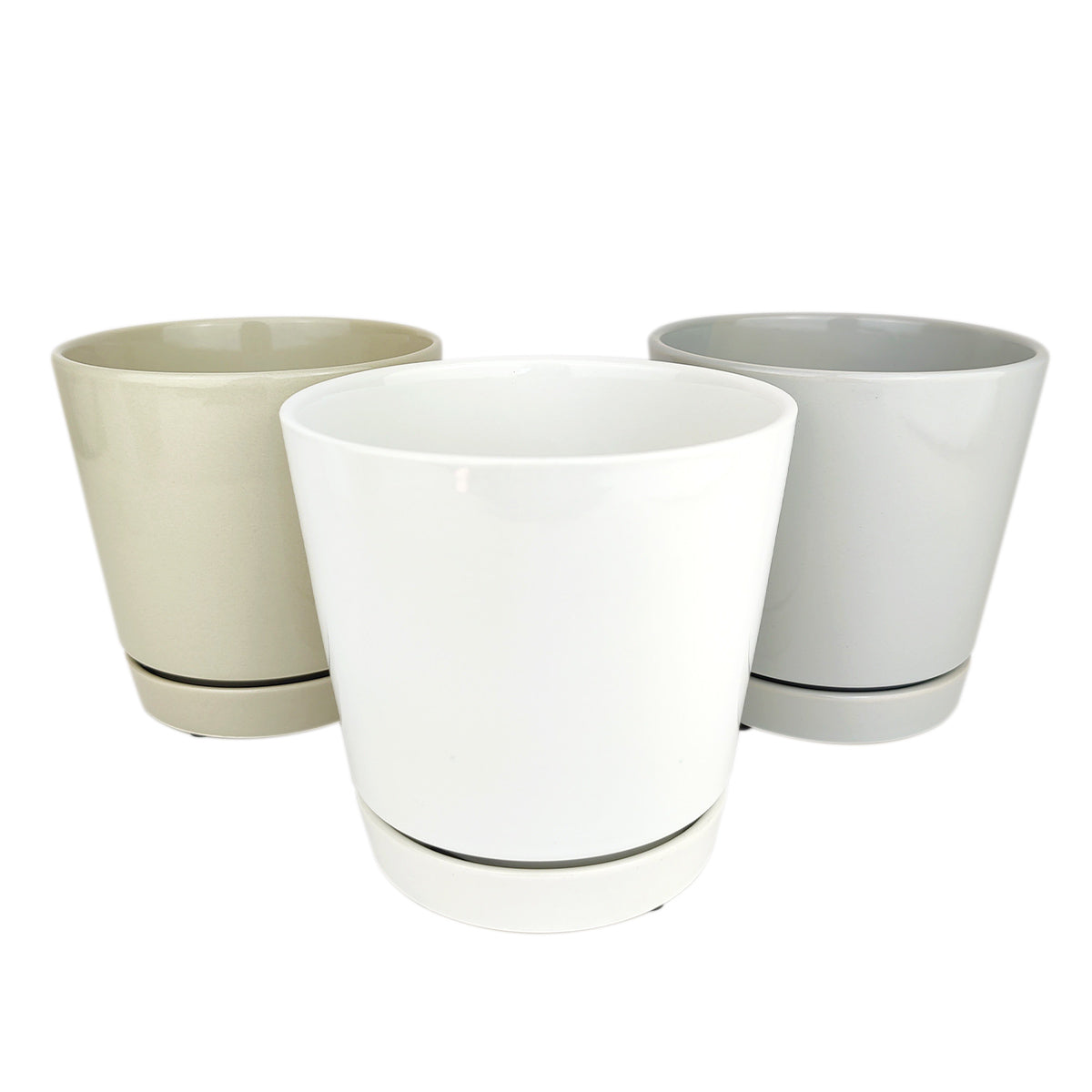 Image of Pack of 3 Minimalist Ceramic Pots (White, Gray and Oatmeal)