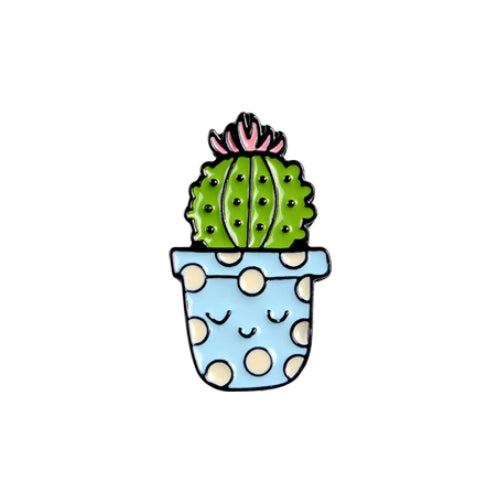 Funny Cartoon Potted Succulents Pin | Cactus in a Pot Pin Badge ...