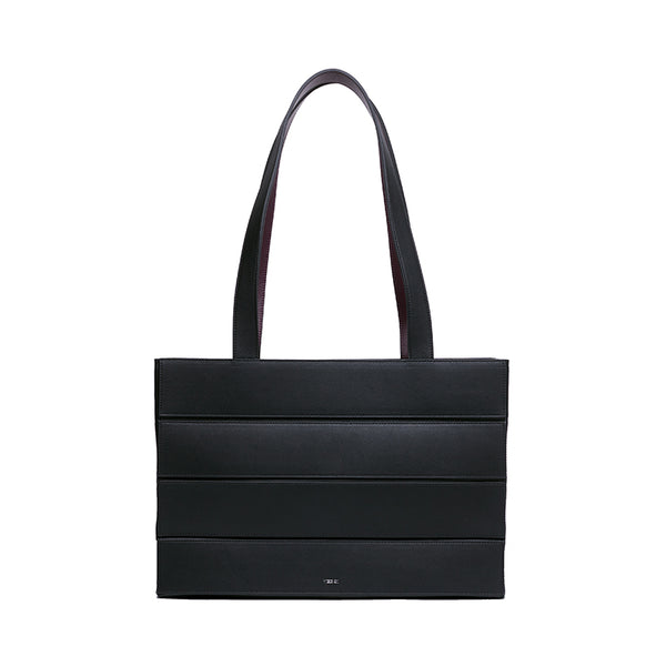 YEE SI - Block Large - Designer Foldable Leather Tote Bag- Black/White