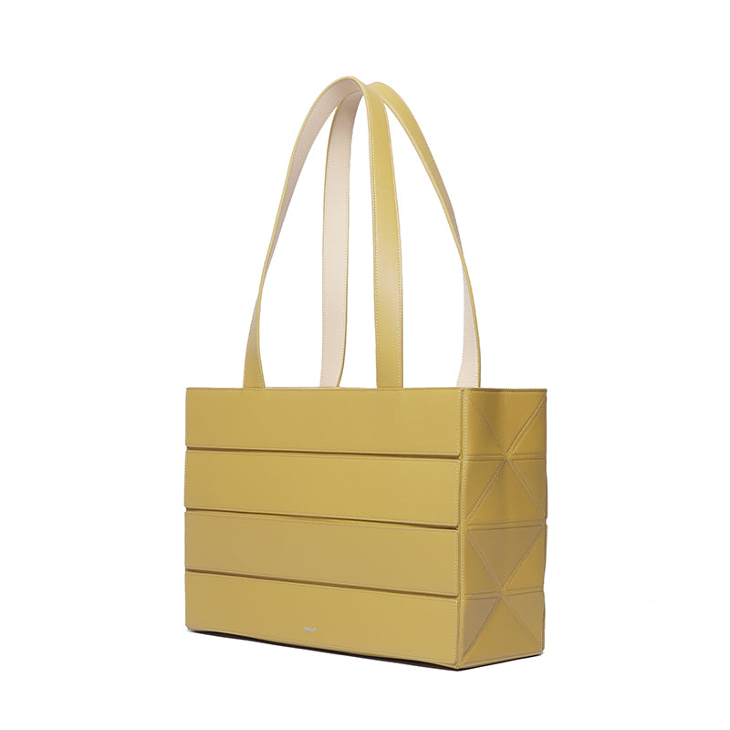 Block Medium Foldable Tote Bag - Yellow