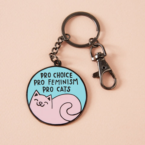 pro choice, pro femisism pro cats key ring