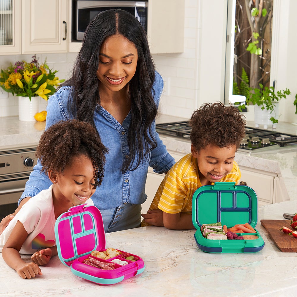 Bentgo Kids Prints Leak-Proof, 5-Compartment Bento-Style Kids Lunch Box -  Dishwasher Safe – Pink - Rainbows & Butterflies 