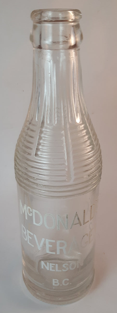 Rare Antique 1930s McDonald's Beverages Nelson B.C. 6 ½ oz Ringed Clea ...