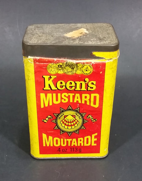 KEENS Mustard Containers 4oz 113g Vintage Kitchen Decor Great Advertising Graphics Yellow Red