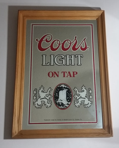 Vintage Coors Light On Tap Wood Framed Beer Advertising Pub Lounge Mirror - Treasure Valley Antiques & Collectibles